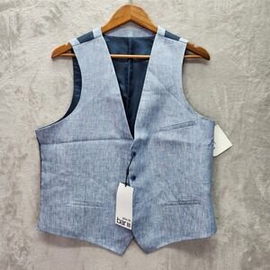 Bar III Suit Vest Mens Small Blue Linen Slim Fit Formal Wedding Party $115 New